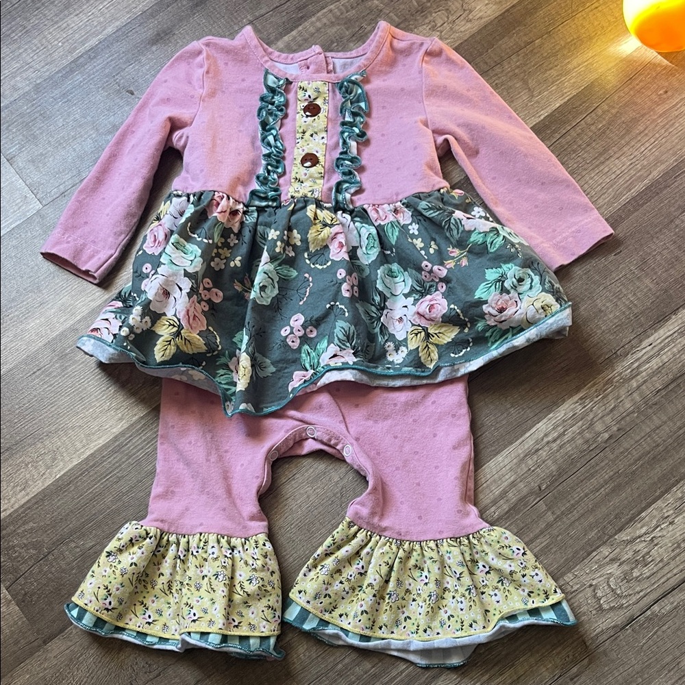 Ricrac & Ruffles 12 months girls floral outfit
